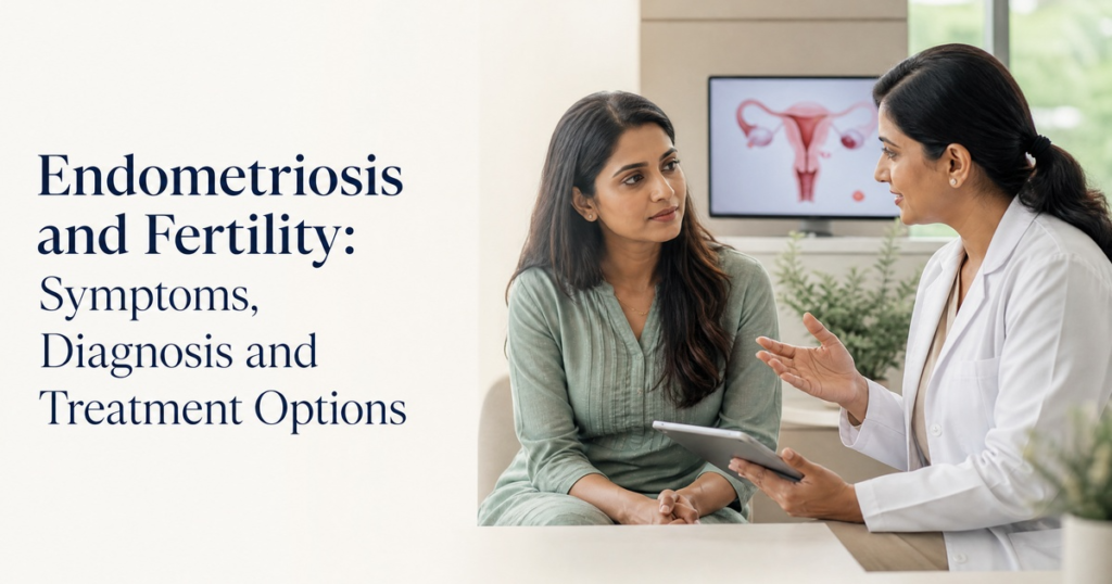 Illustration explaining how endometriosis can affect fertility