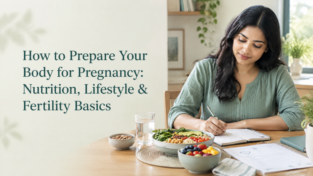 Indian woman preparing a healthy balanced meal while planning pregnancy