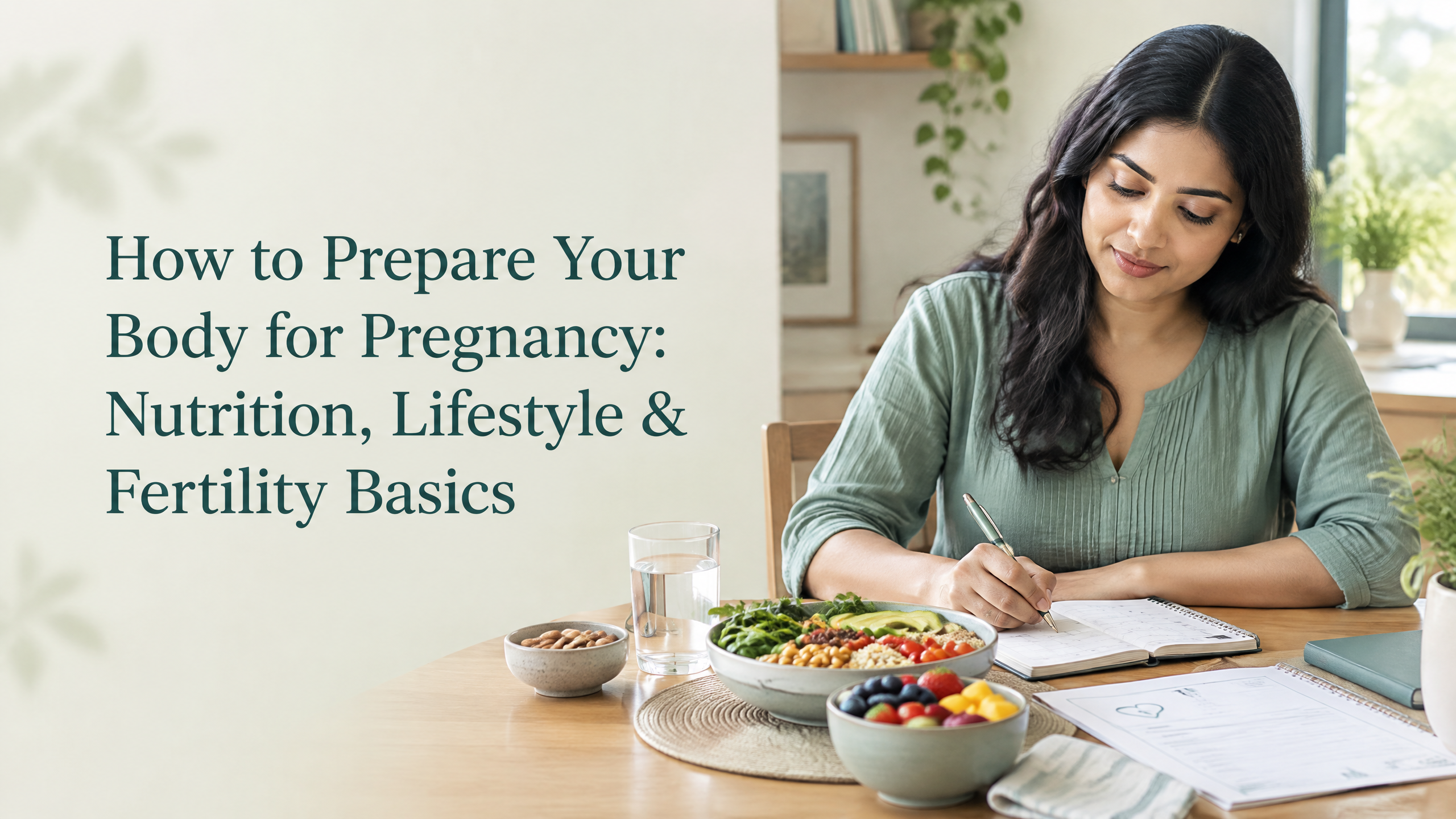 Indian woman preparing a healthy balanced meal while planning pregnancy